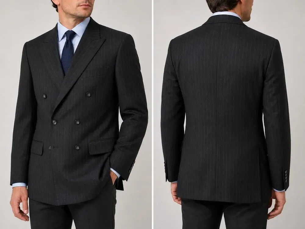Nabil Srouji Scabal Super 140's Double Breasted Pinstripe Sport Coat Blazer 42R